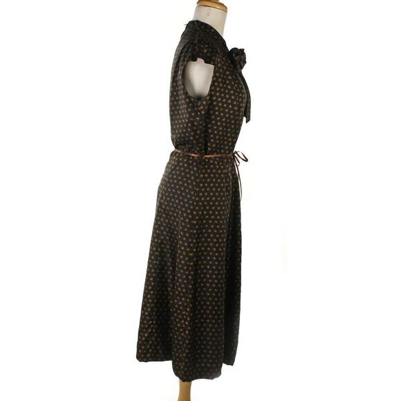 Vintage 60s Charles Cooper Couture Dress w Jacket Black Brown Silk Sm - Hey Viv - Picture 4 of 8